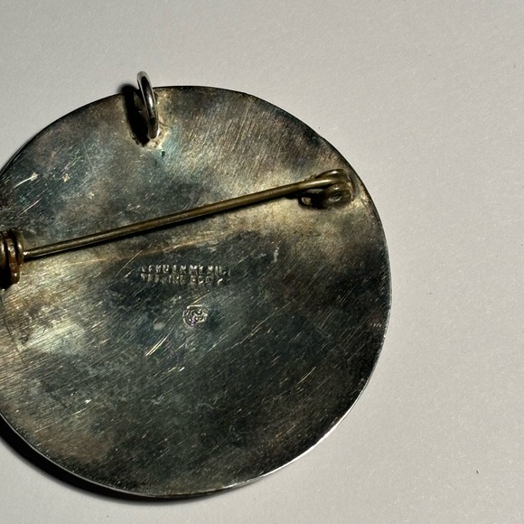 Vintage Mexican Aztec Sun God calendar sterling silver necklace pendant/Brooch - Picture 7 of 9